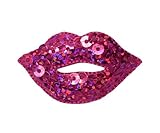Hot Pink Lips, Sequin, Iron on Patch (1)