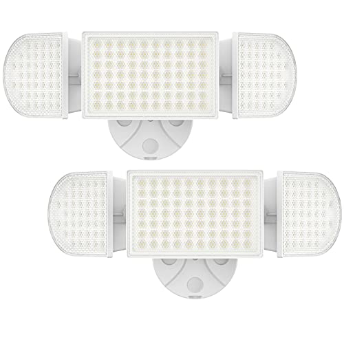 iMaihom 100W LED Security Light, 9000LM Super Bright Outdoor Flood Light, IP65 Waterproof Exterior Floodlight with 3 Adjustable Heads, 6000K Daylight White Wall Light for Yard, Garage, Patio (2 Pack)