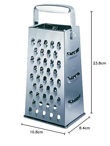 Foto von Leifheit Vierkantreibe ComfortLine-Serie mit 4 Reibflächen zum feinen/groben Reiben und Schneiden, Küchenreibe aus rostfreiem Edelstahl, Kunststoff-Einsatz am Griff der Reibe für sicheren Halt