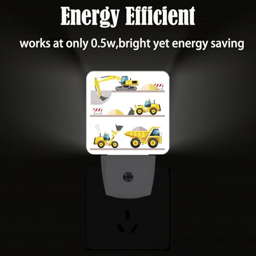 Image of Catoon Trucks Cars Night Light,Plug-in Night Lights with Dusk-to-Dawn Sensor for Stairway,Hallway,Bedroom Sleep Friendly Ideal for Women /Girls /Boys Gift,0.5w