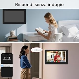 Honmidatek Sistema Videocitofonico Domestico Intelligente, videocitofono cablato con 2 Schermi da 7 pollici, Sblocco Remota, Audio Bidirezionale, RFID, visione notturna,per 2Famiglie