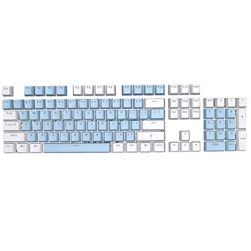 Keycaps, 104 Keyset Keycap ABS PBT Zweifarbig Mechanische Tastatur Dual Color White Blue Cover