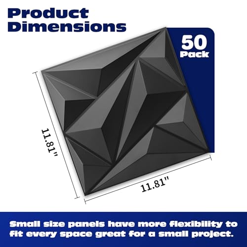 Image of Art3dwallpanels 50 Pack Wall Panels for Interior Wall Decor, Black