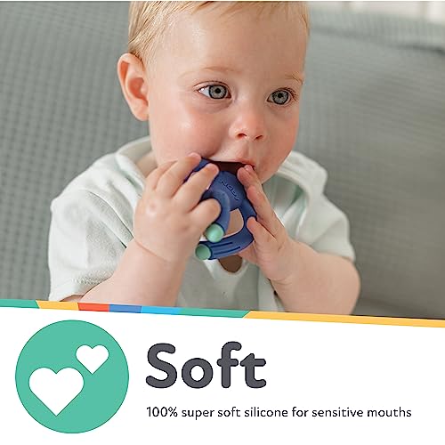 Image of Nuby Geo Zoos Massaging Teether - Baby Teething Toy - Soft Easy Grip - 3+ Months - Blue Gorilla