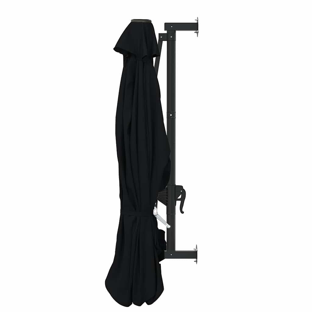 Sombrilla de Pared con Palo de Metal Negro 300 cm,Artículos de Exterior,Sombrillas,9.75kg-47300