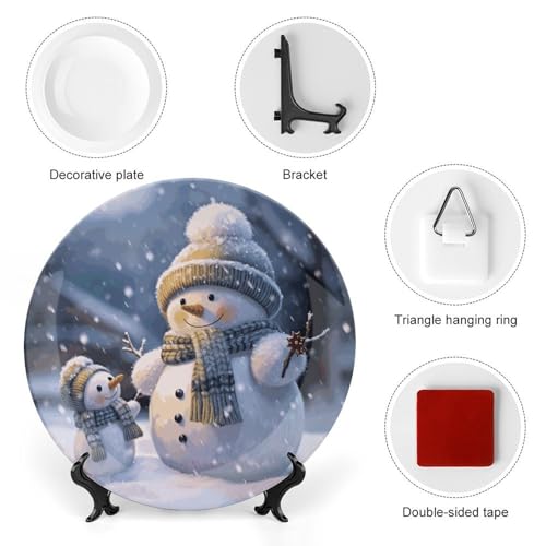 Plato Decorativo Muñeco de Nieve Hueso de China 7 pulgadas miniatura 3