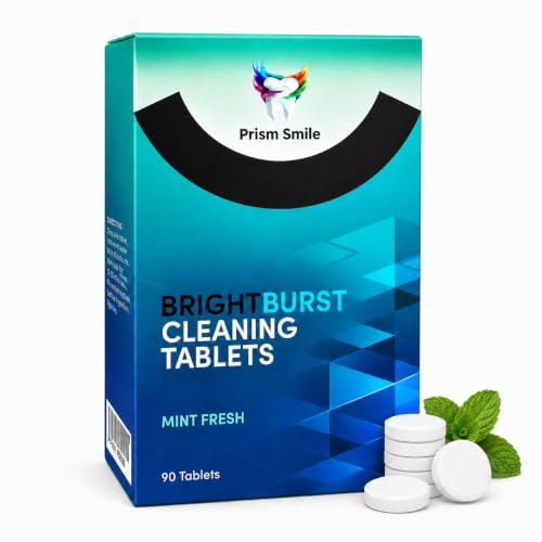 Prism Smile Retainer Cleaning Tablets, Mint Fresh, 90 Count, Deep Clean for Retainers, Aligners, Night Guards and Whitening Trays, Freshens and Removes Everyday Build-Up