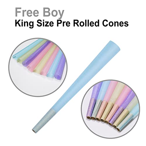 Free Boy 72 Pack Colorful Pre Rolled Cones,King Size Cones Rolling Papers With Tips,Vegan & Smooth Burning #TOP3