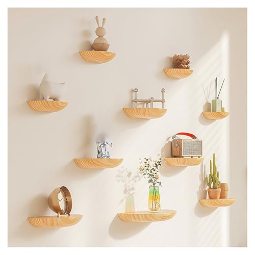 Estantes de Pared Repisa Flotante Balda de 10 para DecoracióN de Madera Maciza de Pino Semicircular para Dormitorio Sala De Estar Y Cocina