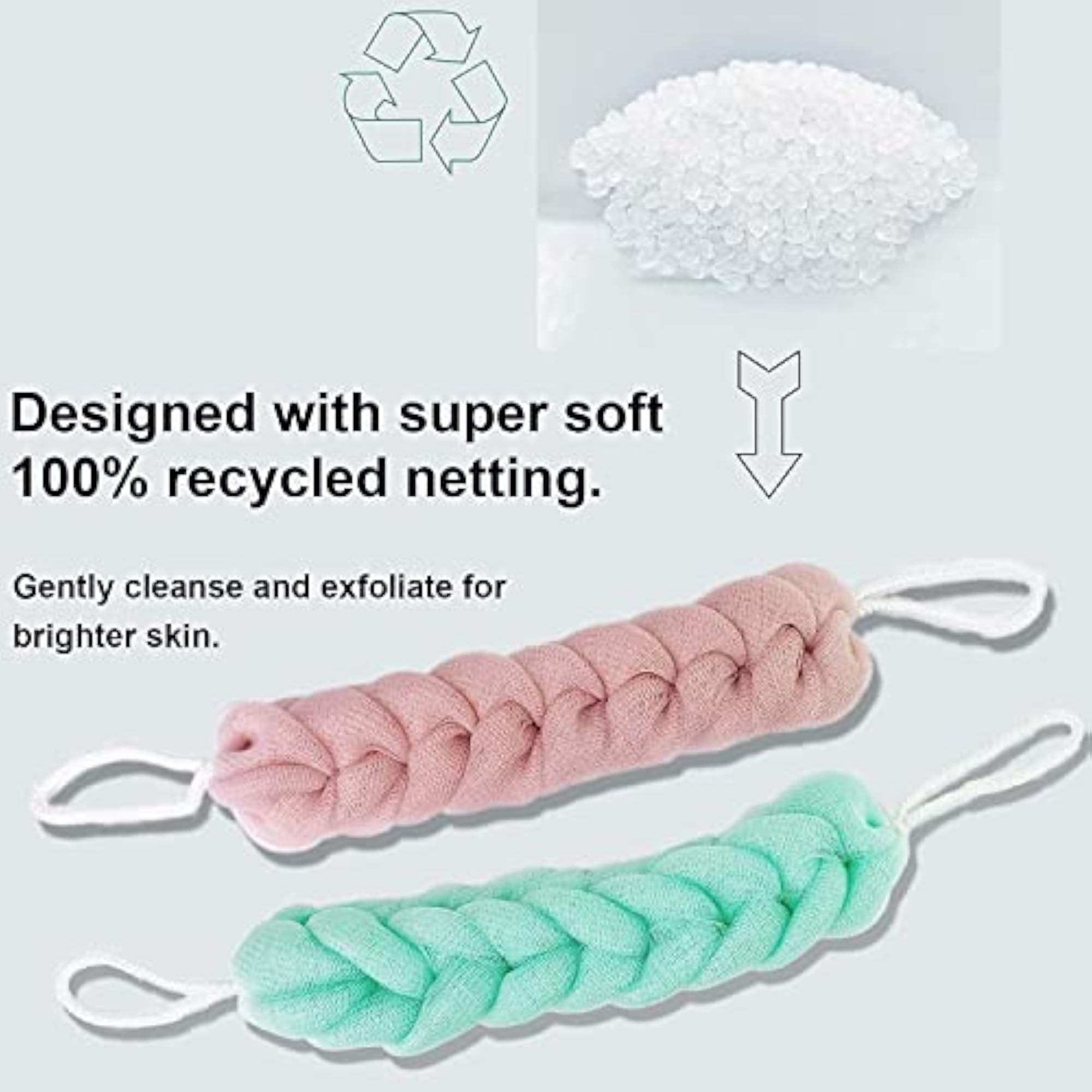 2Pcs Shower Body Exfoliate Puff Sponge Mesh Net Ball