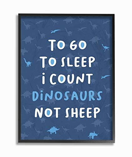 The Kids Room by Stupell to to Go to Sleep I Count Dinosaurs Not Sheep Blue Typography Framed Giclee Texturized Art, Multi-Color