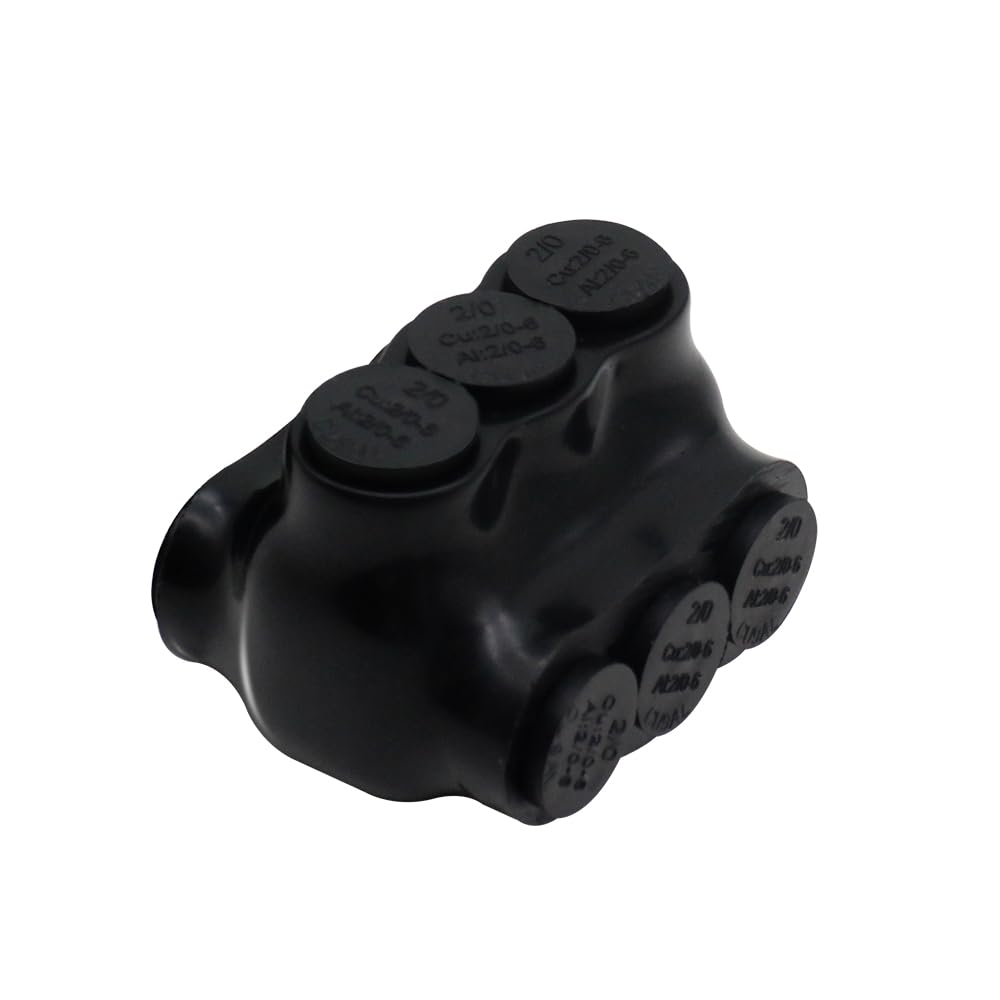 MAKERELE 1-Pack Insulated Dual Entry Connectors, 2/0-6AWG High-Temperature Rated, 3 Port Dual Insulated Inline Splice Connectors with Easy Re-Entry, Perfect for Challenging Electrical Splicing Tasks