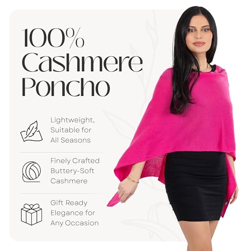 Image of Velanio Cashmere Poncho for Women - 100% Mongolian Wrap & Dress Topper
