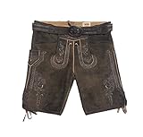  MADDOX kurzeTrachtenlederhose Michael rustikal urig speckig Gürtel Bayern Hirsch Stickerei, Größen Hosen:56