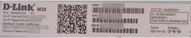 D-Link M30 Product Label