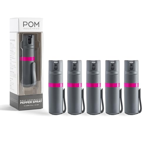 POM Pepper Spray Pocket Clip, Quick Flip Top Safety, Maximum Strength OC Formula with UV Marking Dye, Safe Compact and Tactical Design for Everyday Carry, 25 Bursts, 10 ft Range, 0.5 fl oz