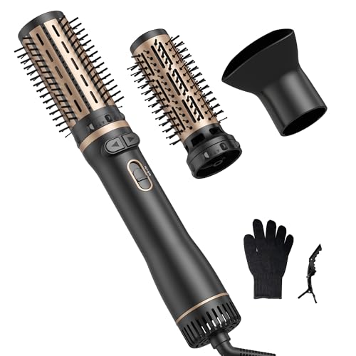 Cepillo giratorio para secador de pelo, redondo, con 2 cepillos de peinado (38 mm y 50 mm), 3 en 1 rotativo cepillo eléctrico de aire caliente para volumen del cabello, secado, alisado, rizado