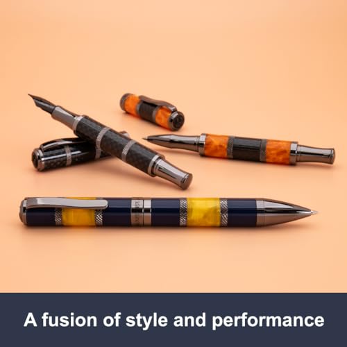 Monteverde USA Regatta Sport Ballpoint Pen, Blue/Yellow – Carbon Fiber and Resin Barrel, Refillable Luxury Writing Instrument, Parker Style Refills by Monteverde - Used condition - Image 6