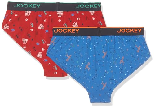 Image of Jockey PB04 Boy's Super Combed Cotton Elastane Stretch Printed Brief with Ultrasoft Waistband (Pack of 2)