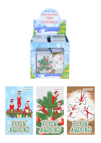 Henbrandt 20x Elfin Around Mini Christmas Notebooks for Kids Children’s Stationery Naughty Elves Classroom Xmas Stocking Loot Bag Filler Party Favour Advent Calendar Gift