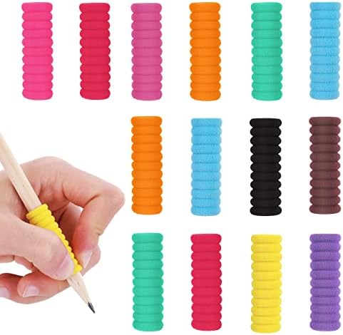 Abeillo 50 Pcs Foam Pencil Grips for Children Handwriting, Posture Correction Writing Aid Pen Grips Trainer, Ergonomic Writing Pencil Grip for Children, Kids and Adults (Multicolour)