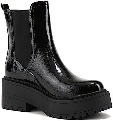 Soda YOSSI ~ Women's Chelsea Chunky Lug Sole Mid Heel Ankle Bootie Double Elastic | Image 3