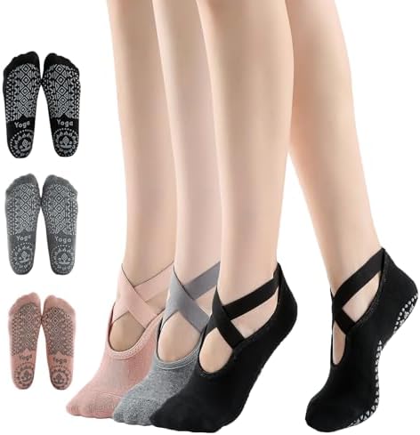 3 Pairs Yoga Socks, Non-Slip Pilates Socks, Non-Slip Sports Socks...