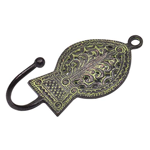 IndianShelf 1 Piece Key Holder Leaf Vintage Brass Decorative Wall Hooks for Hanging Unique Coat Rack Wall Mount Antique Towel Hangers Antique