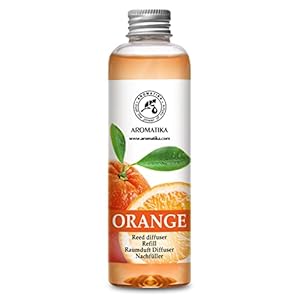 Orange Reed Diffuser Refill 200ml – Room Fragrance Diffuser w/Natural Essential Orange Oil – Best for Aromatherapy – Spa – Home – Kitchen – Bath – Office – Fintess – Club – Restaurant – Boutique