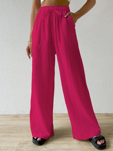Image of Shasmi Women's Trousers | Wide Leg Casual Pants Featuring a Relaxed Silhouette | Secure fit for All-Day wear | Convenient Side Pockets | Straight-Leg Cut | Elegant Design | Premium (157)