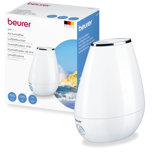 Beurer LB 37 Luftbefeuchter mit Ultraschall-Zerstäubung inkl. integriertem Aroma Diffuser Humidifier mit leisem Nachtmodus fürs Schlafzimmer 2L Tank für Räume bis 20 m weiß