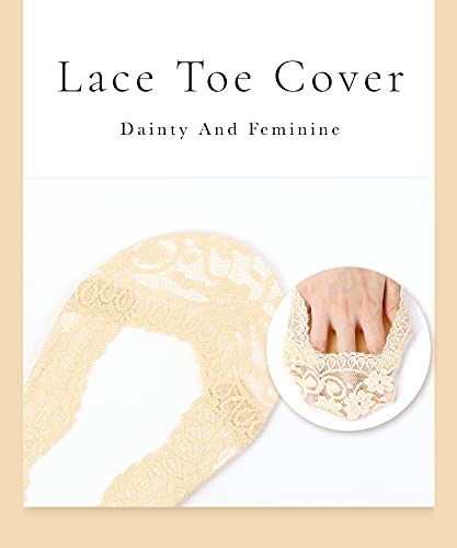 Panda Bros 6 Pairs Women's Lace No Show Socks Low Cut Non Slip,Invisible With Flats,Pumps,Boat Liner Socks(5-7.5) #TOP1