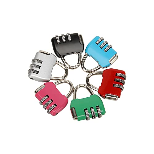 6Pcs 3 Digit Combinations Padlock Safe Cipher Lock Small Combination Lock Resettable Number Lock Small Colorful Code Locks for Suitcases Luggage Briefcases Computer Bags Drawers Cabinets - F