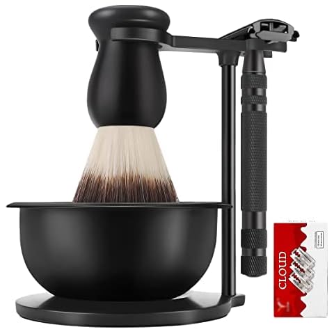 PerPro Deluxe Shaving Kit for Men Wet Shave,Safety Razor with 10 Blade Refills, Friendly Shaving Brush,Heavyweight Base Shaving Stand,SUS304 Stainless Steel Soap Bowl Cover