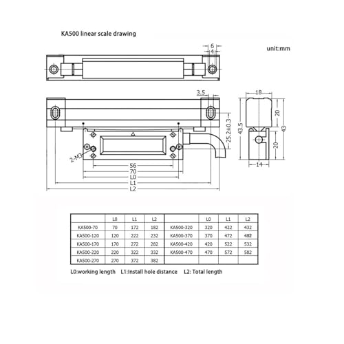 Linear Glass Encoder 1μm RS422 KA-500 220 miniatura 2