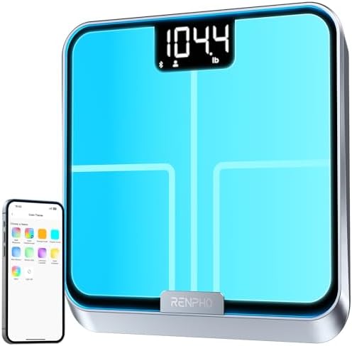 RENPHO Smart Scale for Body Weight, Scale with Lights to Remind Weighing, Body Fat Scale, Smart Bluetooth App to Customize Scale Colors, Rechargeable Scale, ITO Coating, 13 Health Monitor, Elis Chroma