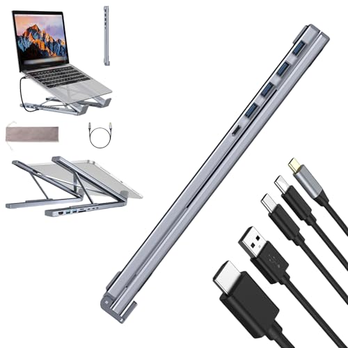 Civilized 8-in-1 USB-C Laptop Stand Upliftjoys Adjustable Ergonomic Riser con 4K 2 Pd 100w Universal per Home Offices Corporate Desks and Cafes 5-in-1 usb 3.0 hdmi