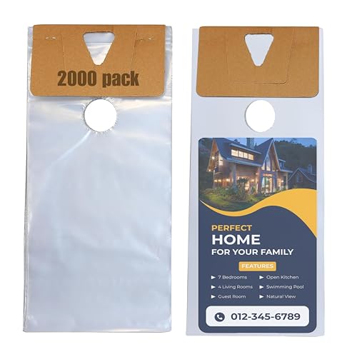 Plastic Door Hanger Bags 2000 Pack - 6 x 12 In, Clear Door Hanger Bags