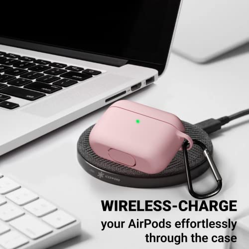 Coque AirPods Pro rose IceSword en silicone avec porte-clés