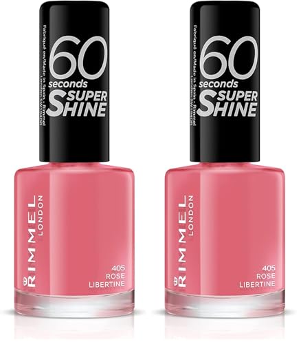 Image of Rimmel 60 Seconds Super Shine Nail Polish - 8 ml, Rose Libertine (Pack of 2)