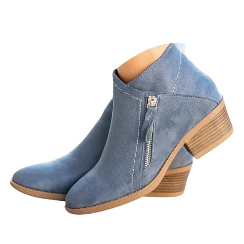 Onsoyours Bottines Basses Daim Cuir Femme Bottes Chelsea Confortables Chic Mode Chaussures Confortables pour Automne Hiver A Bleu 36 EU