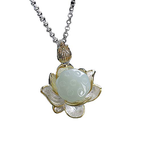 Naszyjnik ze srebra próby 925, wisiorek, żeński naturalny łańcuszek do swetra Hetian Jade
