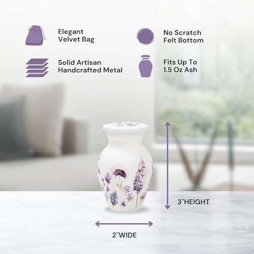 Image of Cremation Urns for Human Ashes Adult Female | Human Urn for Ashes for Women | Decorative for Cremation, Funeral, Burial, Home | Handcrafted Keepsake - Purple Flower