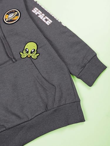 Image of KiddoPanti Unisex Solid Pullover Hooded Fleece Sweatshrit | Cotton Poly Fleece Fabric | Waist Length, Full Sleeve Hoodie | 2 Kangaroo Pockets | Winter Wear for Boys & Girls