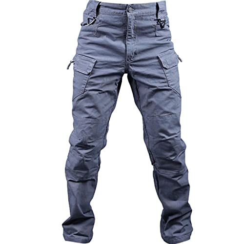 Loeay Pantalón de Carga Regular para Hombre Pantalón de Trabajo de Combate del ejército Pantalones tácticos Militares Ocasionales Pantalones con múltiples Bolsillos para Caminar Gris M