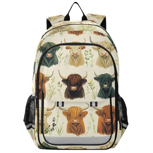 Sac à dos ordinateur portable enfants motif vache pour les cours et trajets quotidiens