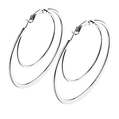Preisvergleich Produktbild Caimeytie Ohrringe Creolen Geschenk der Frauen Durchmesser 60MM Einzigartig Silbrig