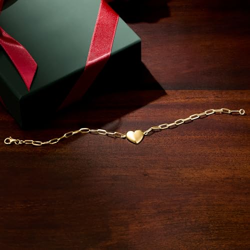 Ross-Simons 10kt Yellow Gold Heart Paper Clip Link Bracelet3