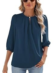 Indigo Blue 3/4 Length Sleeve Womens Tops