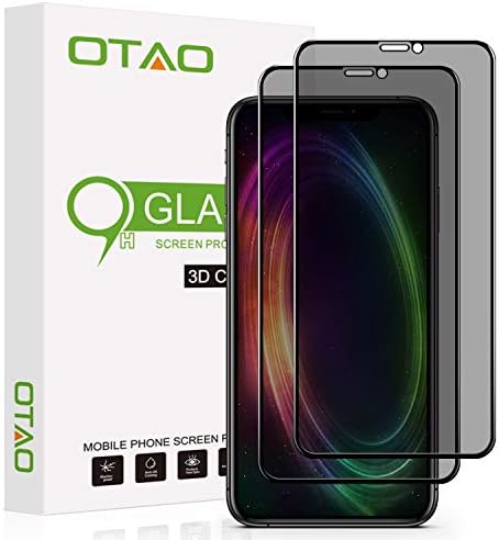 OTAO Privacy Screen Protector for iPhone 11 Pro/iPhone X/XS 5.8inch True 28°Anti Spy Tempered Glass Full-Coverage (2 -Pack)